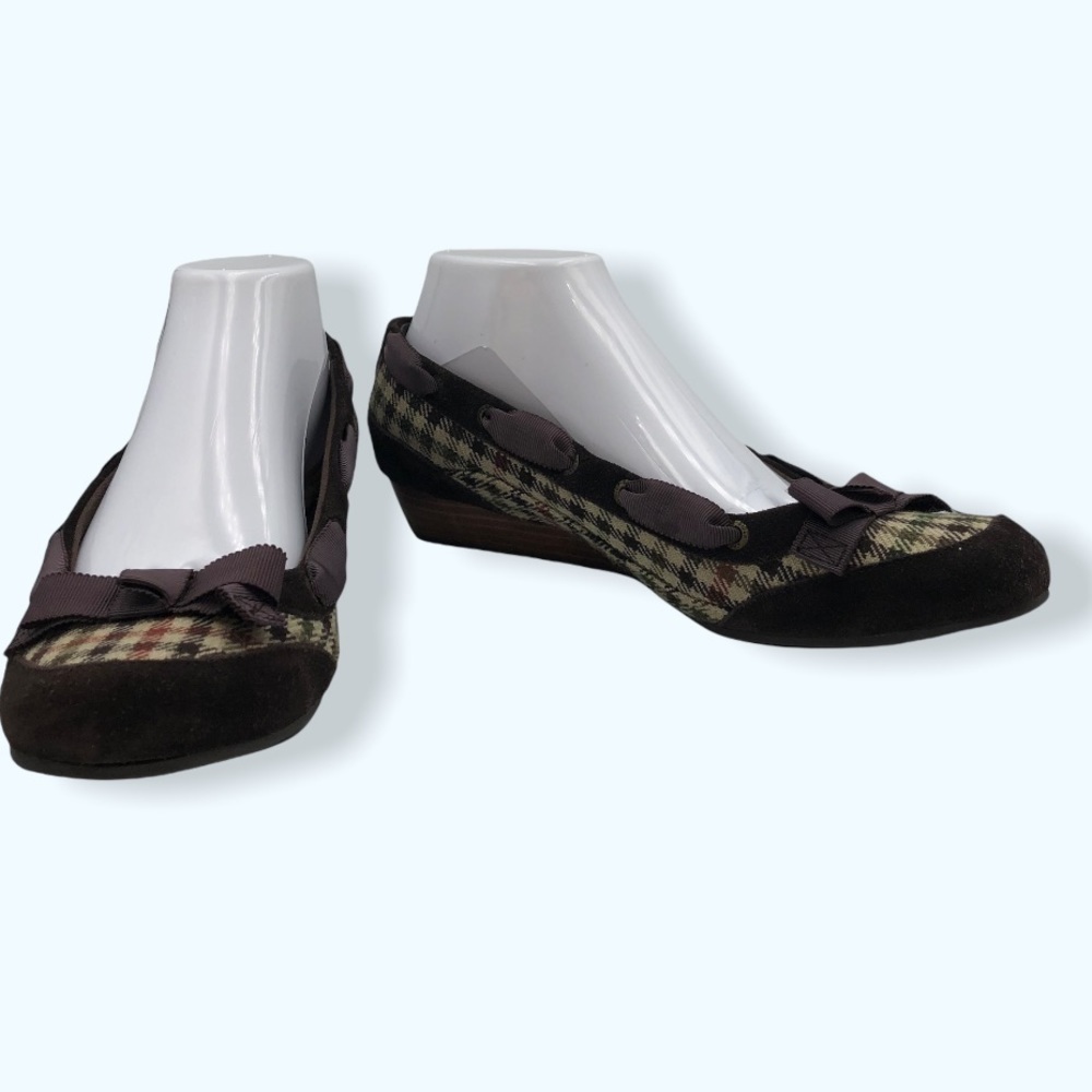Sperry Brown Wedge Tweed Shoes Sz 8.5